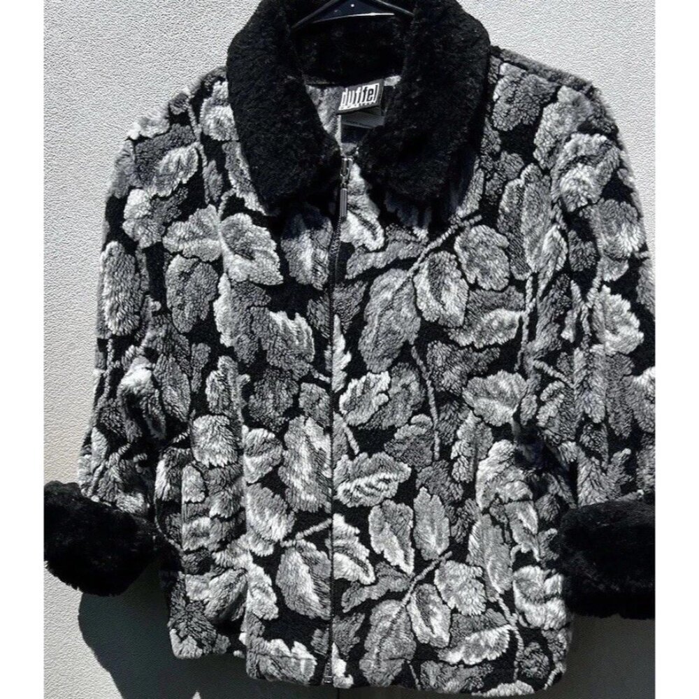 Vintage Duffel Outdoor Faux Fur Jacket Coat Black mid length Sz Small Black USA